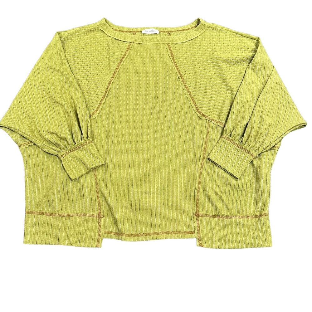 Bucketlist Shirt Womens 3/4 Sleeve Medium Green Boat Neck Breathable Blouse